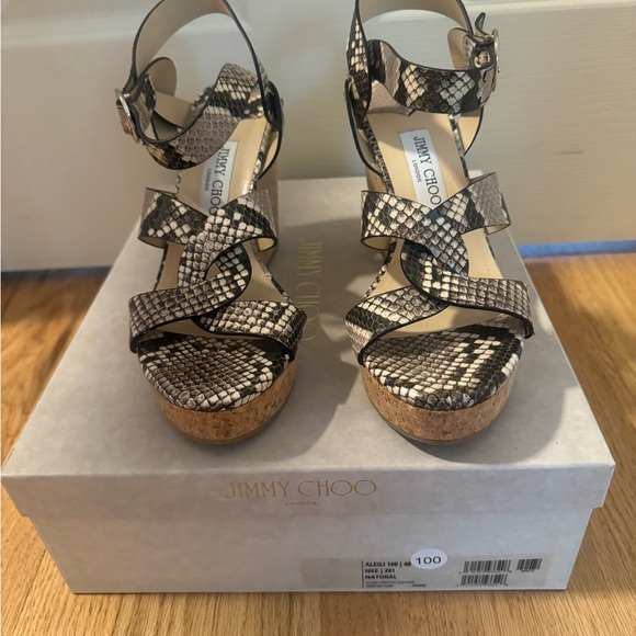 Jimmy Choo Snakeskin Portia Wedges Espadrilles - Picture 8 of 10